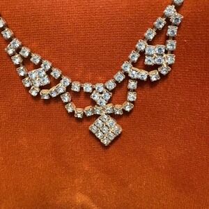 Blue vintage rhinestone regency choker